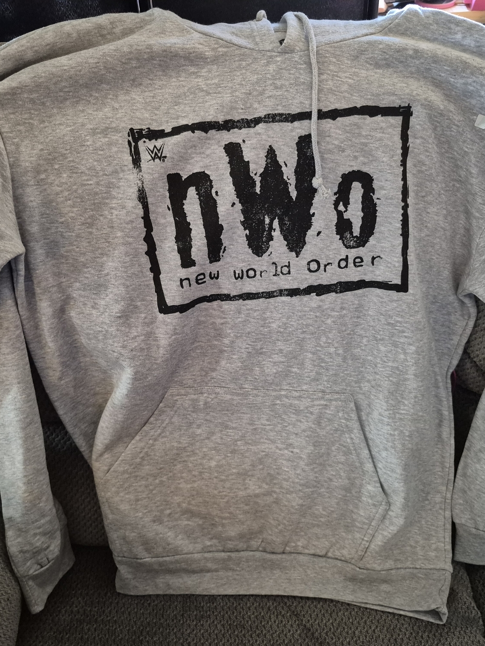 WWE nWo Gray Graphic Fleece Pullover Hoodie Men's XL Hooded Drawstring